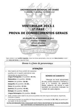 VESTIBULAR 2013.1 PROVA DE CONHECIMENTOS GERAIS