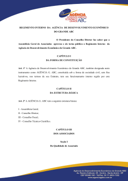 REGIMENTO INTERNO DA AGÊNCIA DE