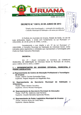 DECRETO N.° 135/13, 03 DE JUNHO DE 2013