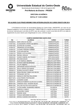 EDITAL N&ordm; 11/2014-DIRAC &ndash; De alunos cujo prazo m&aacute;ximo para