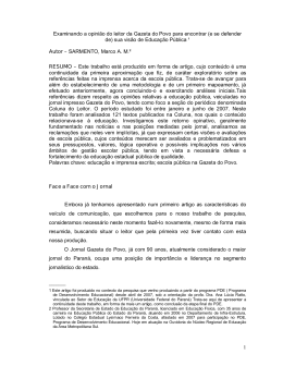 1 Examinando a opini&atilde;o do leitor da Gazeta do Povo para encontrar