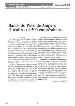 Banco do Povo de Amparo já realizou 1.500 empréstimos
