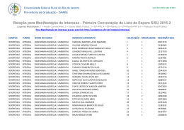 Primeira Convoca&ccedil;&atilde;o da Lista de Espera SiSU 2015-2