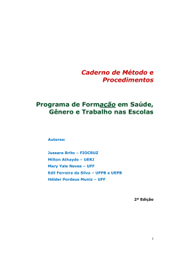 Programa de Forma&ccedil;&atilde;o em Sa&uacute;de, G&ecirc;nero e Trabalho