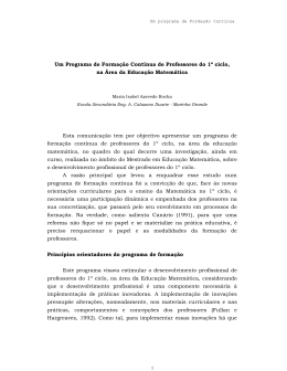 Um Programa de Formação Contínua de Professores do 1º