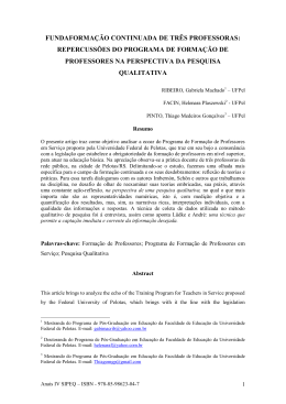 fundaforma&ccedil;&atilde;o continuada de tr&ecirc;s professoras: repercuss&otilde;es do