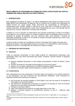 REGULAMENTO DO PROGRAMA DE FORMAÇÃO
