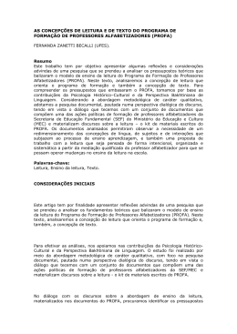 as concep&ccedil;&otilde;es de leitura e de texto do programa