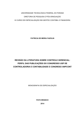 revis&atilde;o da literatura sobre controle gerencial: perfil das