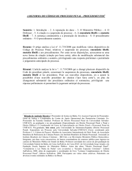 A reforma do C&oacute;digo de Processo Penal - Procedimento
