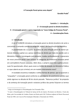A Transa&ccedil;&atilde;o Penal Quinze Anos Depois