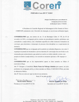 Designa conselheira para o procedimento de - Coren-RN