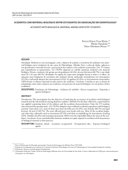 Acidentes com material biol&oacute;gico entre estudantes de gradua&ccedil;&atilde;o