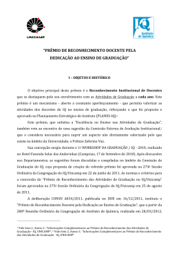 Pr&ecirc;mio Reconhecimento Docente - Instituto de Qu&iacute;mica