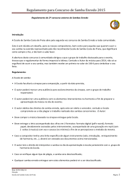 Regulamento para Concurso de Samba Enredo 2015
