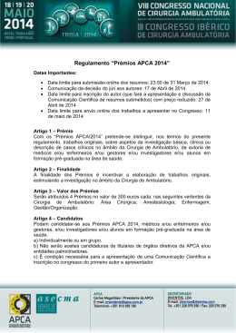 Regulamento “Prémios APCA 2014”