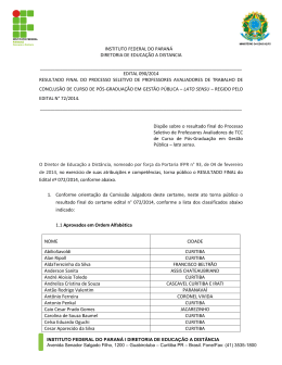 EDITAL 90.2014 -resultado final Avaliadores banca TCC