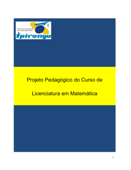 Projeto Pedagógico do Curso de Licenciatura em