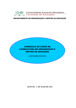 Curr&iacute;culo de Licenciatura em Organiza&ccedil;&atilde;o e Gest&atilde;o da Educa&ccedil;&atilde;o