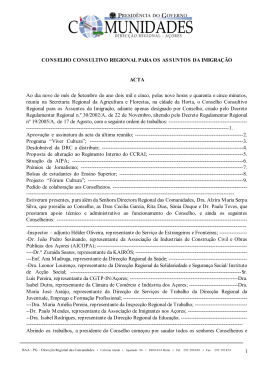 1 CONSELHO CONSULTIVO REGIONAL PARA OS ASSUNTOS DA