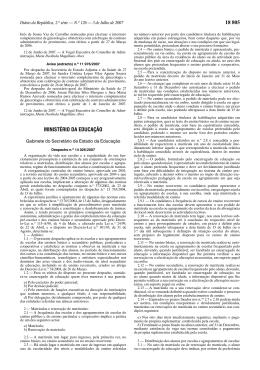 Despacho n.&deg; 14026/2007, de 3 de Julho