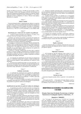 Despacho nº 9594/2015 - Instituto Nacional de Investigação Agrária