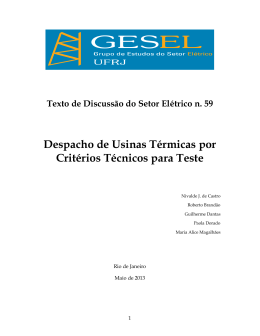 Despacho de Usinas T&eacute;rmicas por Crit&eacute;rios - Gesel