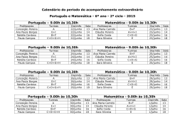 Calendário do período do acompanhamento