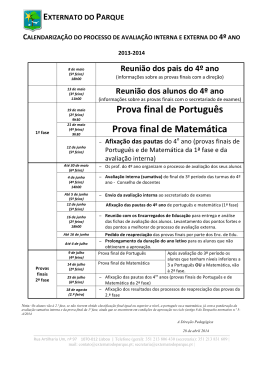 Prova final de Portugu&ecirc;s Prova final de Matem&aacute;tica