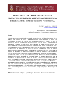programa sala de apoio &agrave; aprendizagem em matem&aacute;tica