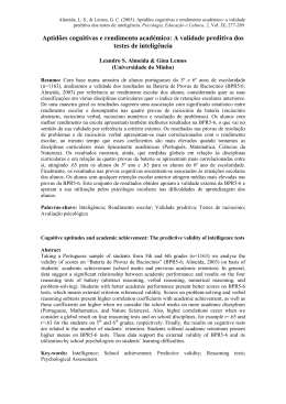 Aptid&otilde;es cognitivas e rendimento acad&eacute;mico