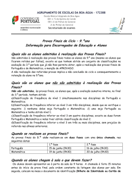 Informa&ccedil;&atilde;o Provas Finais 9&ordm; Ano - Agrupamento e Escolas da Boa