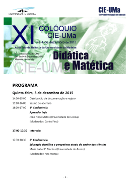 Programa do IX Col&oacute;quio CIE-UMa