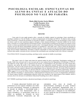 psicologia escolar: expectativas do aluno da unitau e atuação do