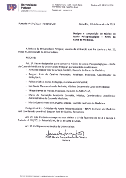 Portaria nº 074/2013 – Reitoria/UnP – Núcleo de Apoio