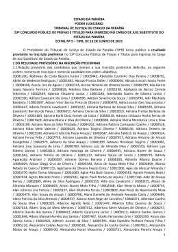 Edital n. 5 - Resultado provis&oacute;rio na inscri&ccedil;&atilde;o