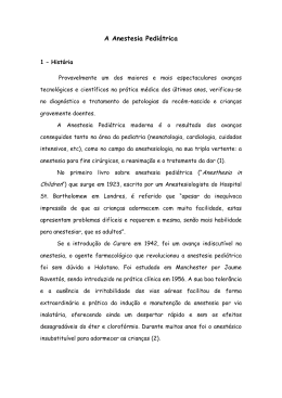 A Anestesia Pedi&aacute;trica - Sociedade Portuguesa de Anestesiologia