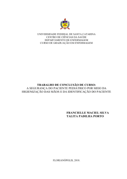 trabalho de conclus&atilde;o de curso: a seguran&ccedil;a do paciente pedi&aacute;trico