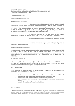 Secretaria de Estado da Saúde Hospital das Clínicas da Faculdade