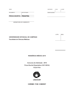 Prova Dissertativa Pediatria e Neurologia Pedi&aacute;trica 2015
