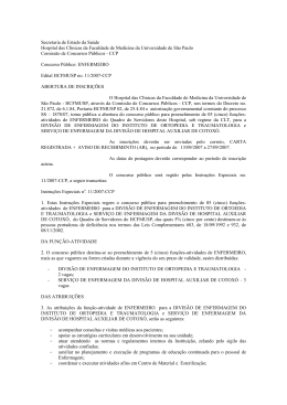 Secretaria de Estado da Saúde Hospital das Clínicas da Faculdade