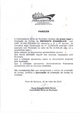 Aprova&ccedil;&atilde;o da 3&ordf; e 4&ordf; Parcelas