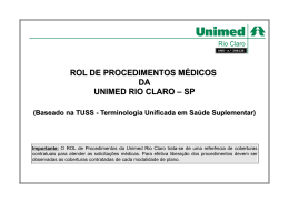 ROL DE PROCEDIMENTOS M&Eacute;DICOS DA UNIMED RIO CLARO &ndash; SP