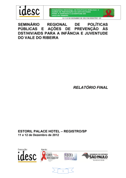 Semin&aacute;rio Regional DST-AIDS/2012-Relat&oacute;rio Final