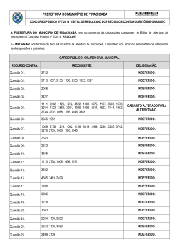 PREFEITURA DO MUNIC&Iacute;PIO DE PIRACICABA