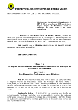 PREFEITURA DO MUNICÍPIO DE PORTO VELHO