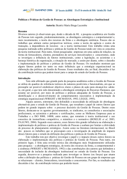 Pol&iacute;ticas e Pr&aacute;ticas de Gest&atilde;o de Pessoas: as Abordagens