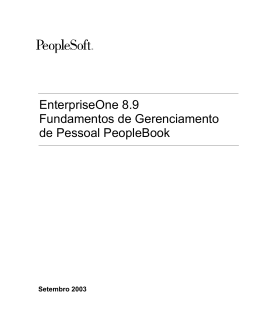 EnterpriseOne 8.9 Fundamentos de Gerenciamento de Pessoal