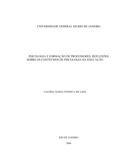 Psicologia e Forma&ccedil;&atilde;o de Professores