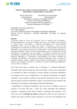 PSICOLOGIA E EDUCA&Ccedil;&Atilde;O MATEM&Aacute;TICA